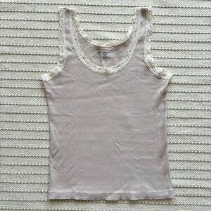 pastel purple brandy tank with lace trim